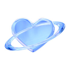 3D Holographic Glass Heart with Saturn Ring © PIONE STUDIO
