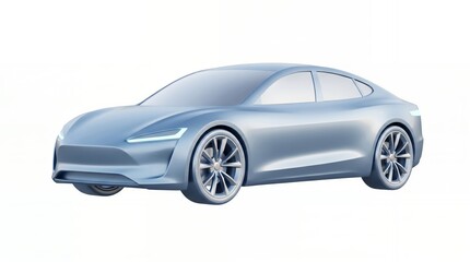 Fototapeta premium Modern Silver Electric Sedan Car with Sleek Design and Aerodynamic Shape