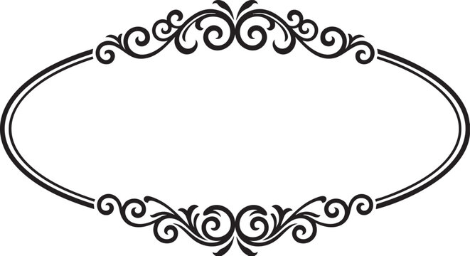 Ornate Vintage Oval Border Frame Victorian Filigree Vector Silhouettes