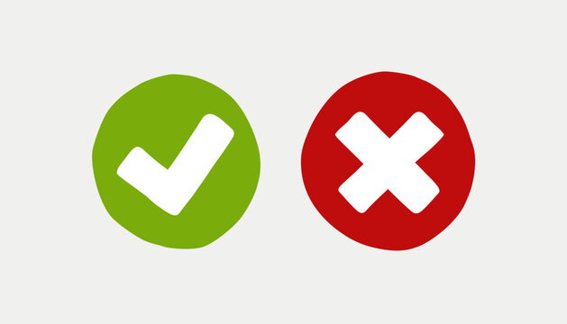 tick and cross, vote green and red icon buttons vector