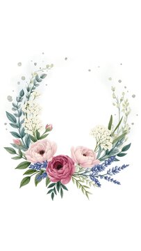 Elegant Watercolor Floral Wreath for Wedding Branding