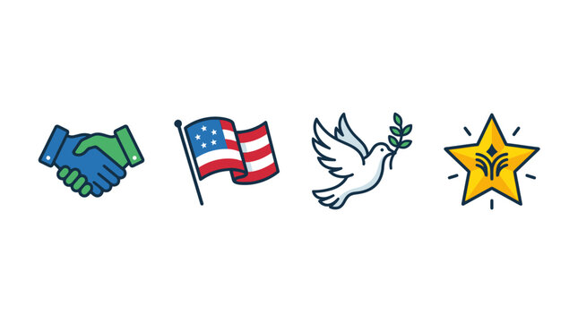 American Peace Symbol Handshake Dove.