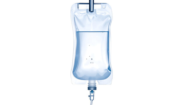 Medical Intravenous IV Drip Bag with Saline Solution for Hospital Patient Treatment.
