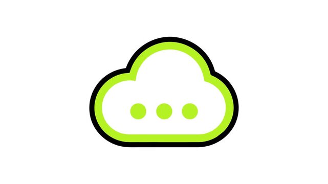 Animated Line Icon of Cloud Storage, Minimal Outline Motion Graphic with Transparent Background
