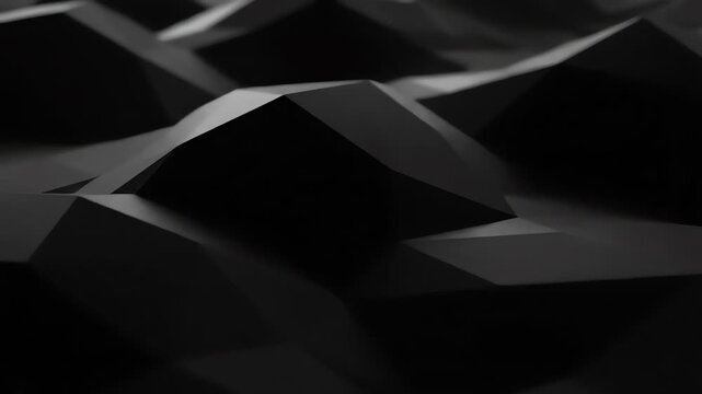Abstract black and grey low poly terrain landscape, polygonal surface in the shadows