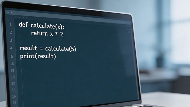 Laptop screen displaying Python code