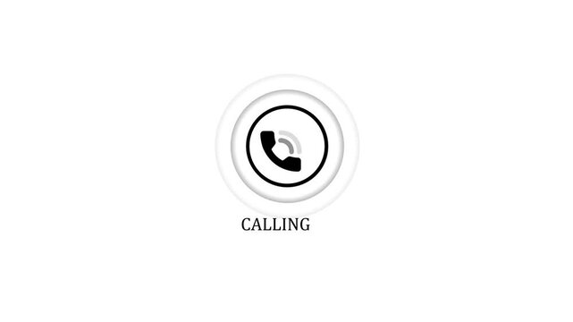 Phone Calling Icon Animation with Blinking Communication Waves and Text Notification for Customer Support Helpline, Mobile App Interface Design, and Business Telecommunication, on a White Background.