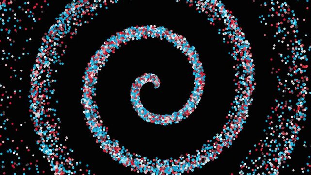 Colorful abstract spiral pattern with dots forming a galaxy design