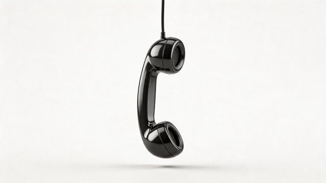 Black telephone handset hanging
