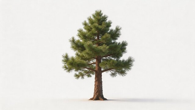 Single pine tree against white background