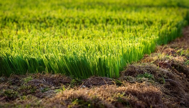 Close Up Of Aerated Lawn After Spring Scarifying