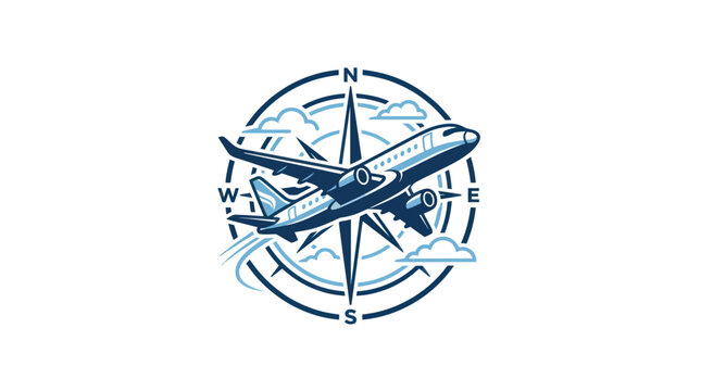 Airplane on a Navigation Compass.