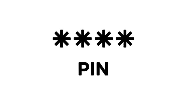 Minimal black silhouette icon, simple flat vector, bold black shape, no, no shading four digit pin code icon, secure password entry symbol, vector illustration on a, flat icon style