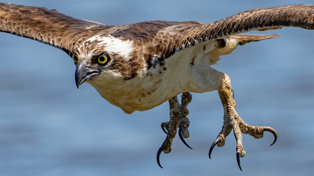 Osprey searching for a meal and diving for food