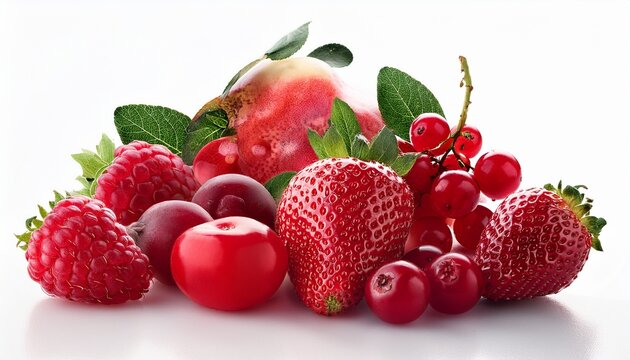 Red Fruits On White Background Ai Generated
