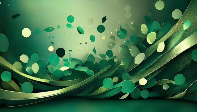 Abstract Background With Green Confetti