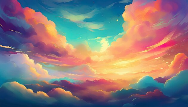 Colorful Cloud Sky Background With Sunlight Background Generative Ai