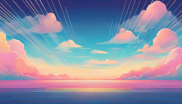 Serene Pastel Sky And Horizon With Clouds And Lines