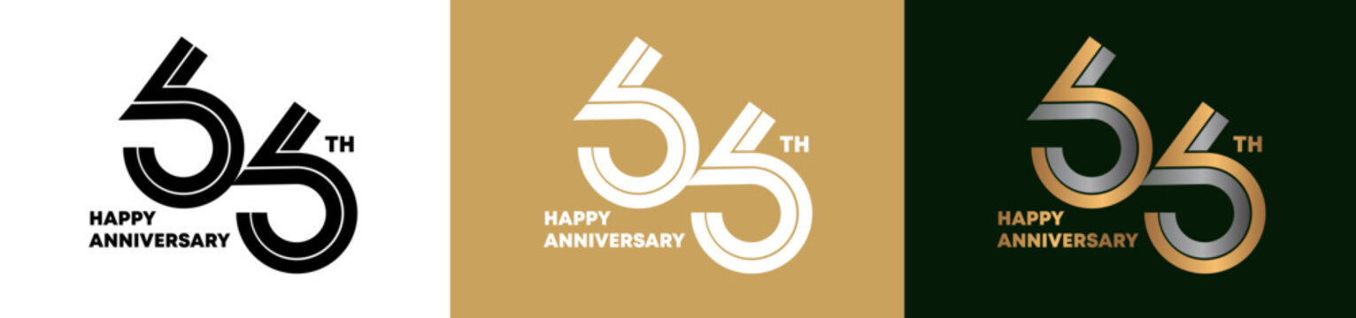 66th Anniversary logo style double line number. gold and silver color on white, green and yellow background for celebration event.