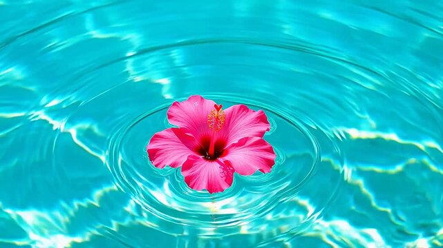 Pink flower floating in water
