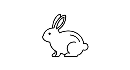 Fototapeta premium Minimalist black outline of a bunny rabbit icon