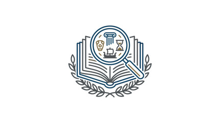 Obraz premium Logo with open book and laurel.
