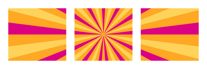Obraz premium Retro Sunburst Radial Background Set, Vibrant Pop Art Comic Style Graphic Patterns for Dynamic Design Projects
