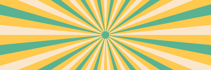 Obraz premium Retro Sunburst Background with Teal and Yellow Rays for Vintage Graphic Design Projects and Poster Templates