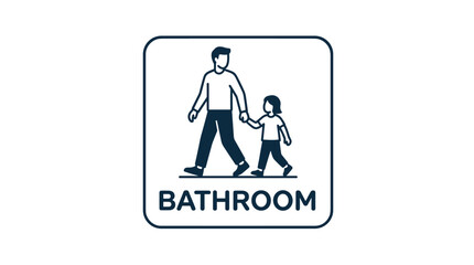 Fototapeta premium Father and child walking to the bathroom sign illustration