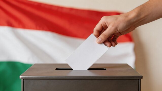Person casting vote in ballot box