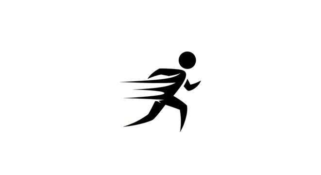 Silhouette of a runner in motion with speed lines.