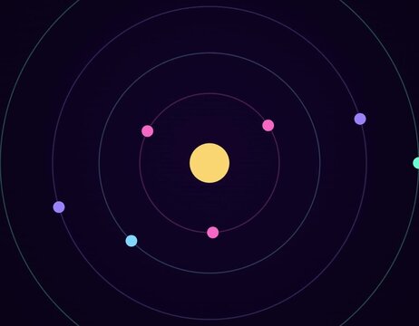 Flat design solar system with colorful planets on dark background