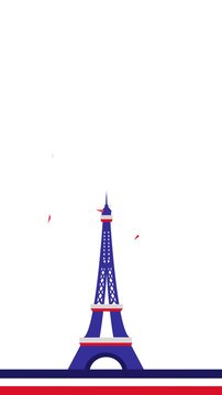Bastille day background with minimalist eiffel tower illustration. Suitable for posters, invitations, and social media graphics celebrating french culture.