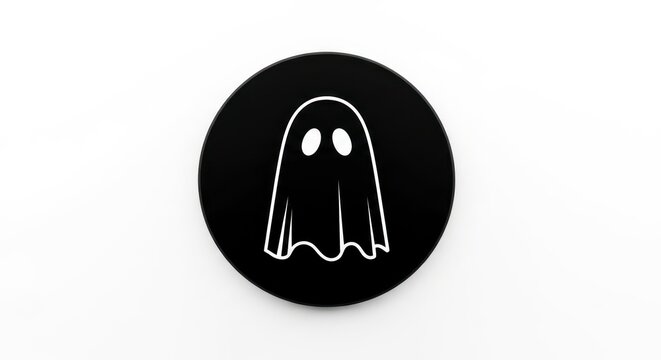 Simple ghost icon on a black circle against a white background.