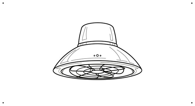 Industrial ceiling fan with protective metal cage.