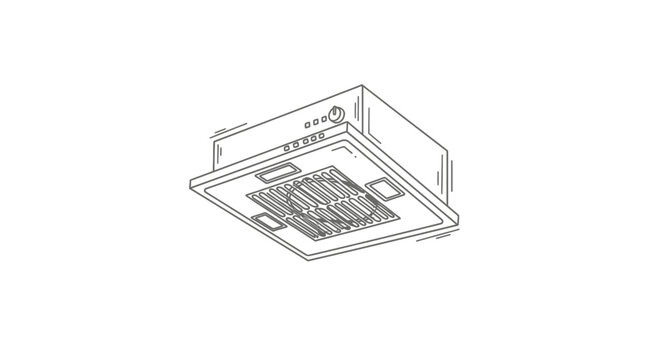 Modern ceiling mounted kitchen exhaust fan unit.