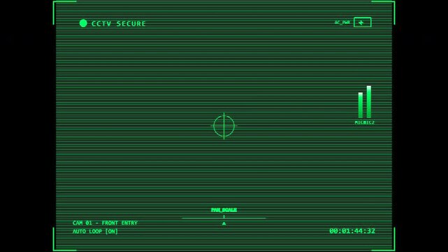 Camera recording screen overlay with alpha channel monochrome green cctv security surveillance video monitor overlay 4K