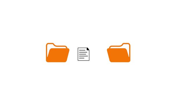 Document Transfer Concept Between Folders - Digital Data Synchronization, Information Relocation, File Management System and Business Workflow Motion Graphics Animation.