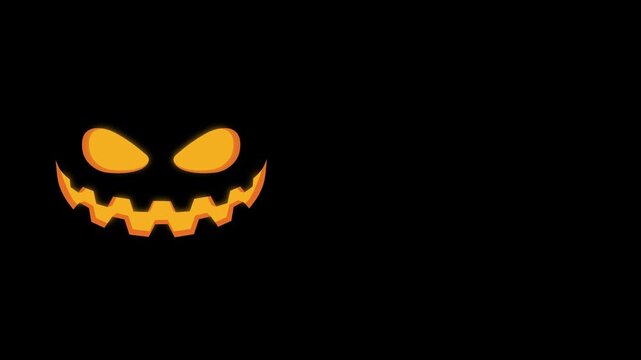 Trembling Evil Lantern Face on Left Side with Glowing Spooky Halloween Pumpkin Scary Horror Animation