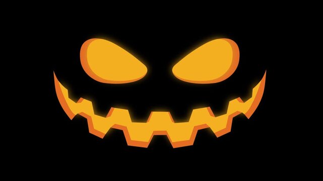 Trembling Evil Lantern Face with Glowing Spooky Halloween Pumpkin Scary Horror Animation
