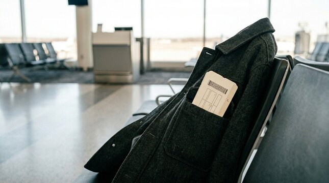 Boarding pass tucked in jacket pocket for business and corporate travel