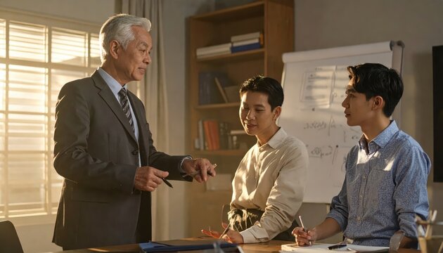 Experienced Manager Mentors New Employee in Office Setting