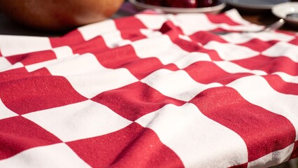 Fototapeta premium Red and White Checkered Tablecloth