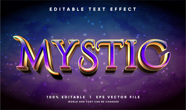 mystic 3d vector text effect with modern style