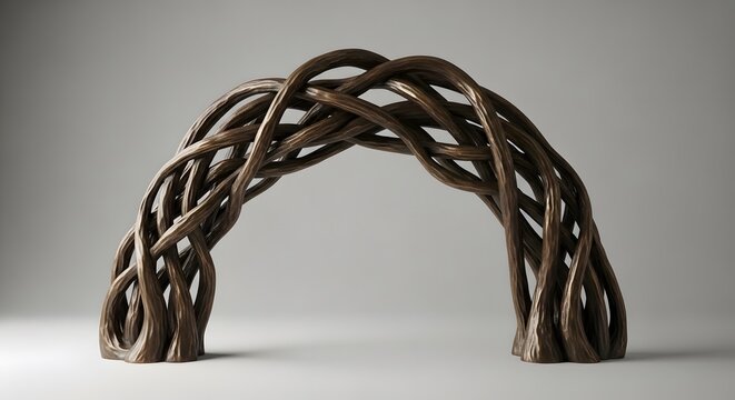 Abstract single complex woven organic parametric branch lattice dome arch sculpture