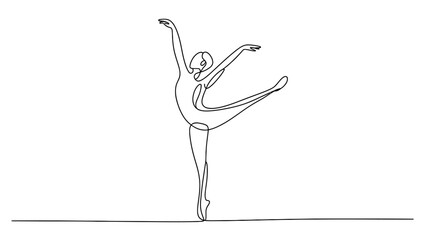 Continuous single line drawing of a graceful ballerina dancer performing a dance move © Dulal