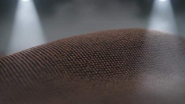 Brown Woven Fabric Macro Texture With Studio Spotlights