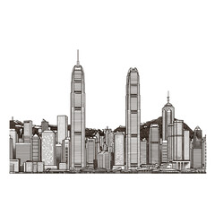 Fototapeta premium Hong Kong Skyline with Twin Landmark Towers
