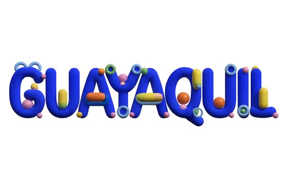 Guayaquil text en 3d color azul brillante