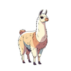 Fototapeta premium Realistic Lama Animal Standing Profile View